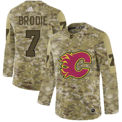 Adidas Calgary Flames #7 TJ Brodie Camo Authentic Stitched Jersey Men's