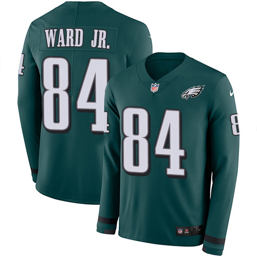 Philadelphia Eagles #84 Greg Ward Jr. Green Team Color Youth Stitched Limited Therma Long Sleeve Jersey Youth
