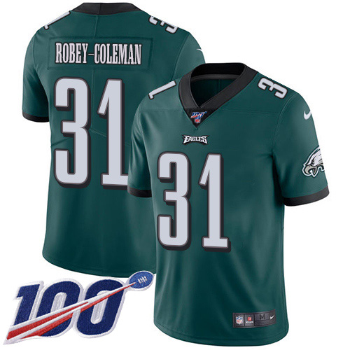 Philadelphia Eagles #31 Nickell Robey-Coleman Green Team Color Youth Stitched 100th Season Vapor Untouchable Limited Jersey Youth
