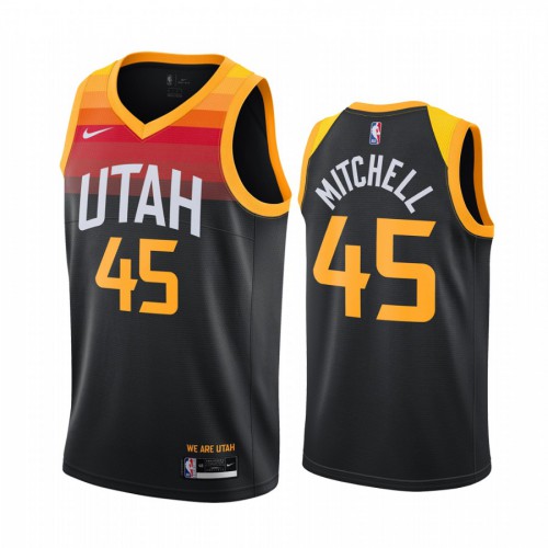 Utah Jazz #45 Donovan Mitchell Black Youth Swingman 2020-21 City Edition Jersey Youth