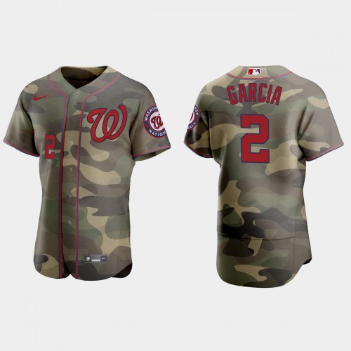 Washington Washington Nationals #2 Luis Garcia Men's 2021 Armed Forces Day Authentic Jersey -Camo Men's