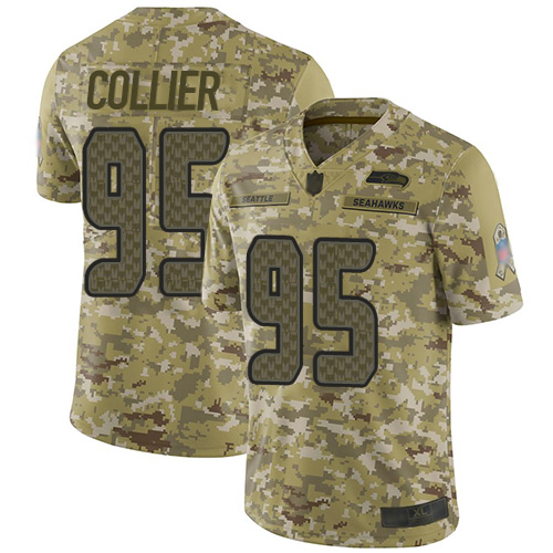 Seattle Seahawks #95 L.J. Collier Camo Youth Stitched Limited 2018 Salute to Service Jersey Youth