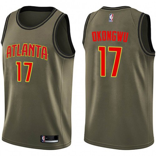 Atlanta Hawks #17 Onyeka Okongwu Green Swingman Salute to Service Jersey Mens