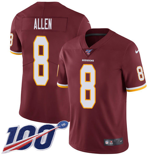 Washington Commanders #8 Kyle Allen Burgundy Red Team Color Men's Stitched 100th Season Vapor Untouchable Limited Jersey Men's