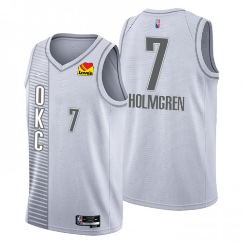 Oklahoma City Oklahoma City Thunder #7 Chet Holmgren Mens Gray 2021/22 Swingman Jersey - City Edition Mens