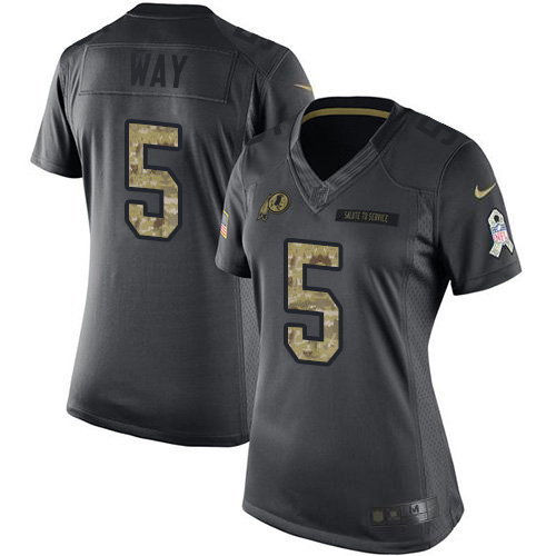 Washington Commanders #5 Tress Way Black Women's Stitched Limited 2016 Salute to Service Jersey Womens