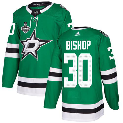 Adidas Dallas Stars #30 Ben Bishop Green Home Authentic 2020 Stanley Cup Final Stitched Jersey Men's