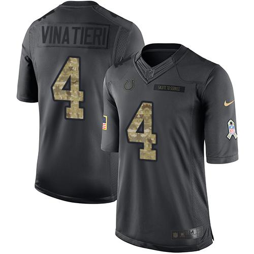 Indianapolis Colts #4 Adam Vinatieri Black Men's Stitched Limited 2016 Salute to Service Jersey Men's