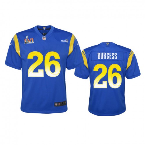 Los Angeles Los Angeles Rams #26 Terrell Burgess Youth Super Bowl LVI Patch Game Jersey - Royal Youth