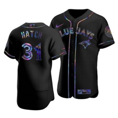 Toronto Toronto Blue Jays #31 Thomas Hatch Men's Iridescent Holographic Collection Jersey - Black Men's