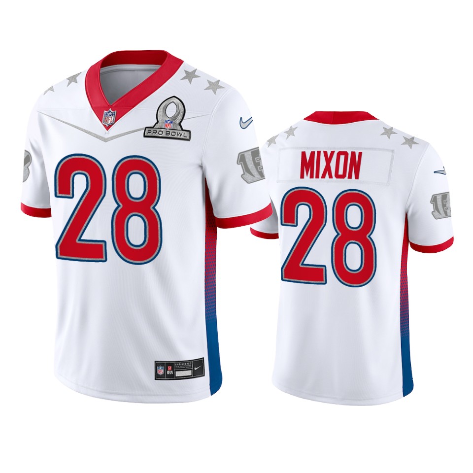 Bengals #28 Joe Mixon Men's 2022 AFC Pro Bowl Game Jersey White