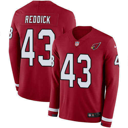 Arizona Cardinals #43 Haason Reddick Red Team Color Men's Stitched Limited Therma Long Sleeve Jersey Men's