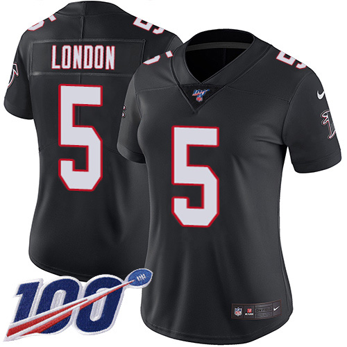 Falcons #5 Drake London Black Alternate Stitched Women's 100th Season Vapor Untouchable Limited Jersey
