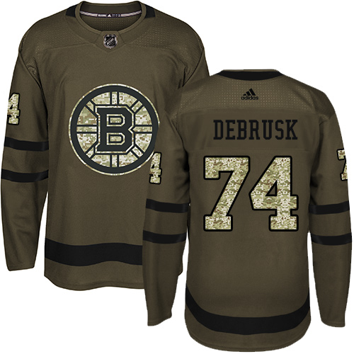 Adidas Boston Bruins #74 Jake DeBrusk Green Salute to Service Stitched Jersey Men's