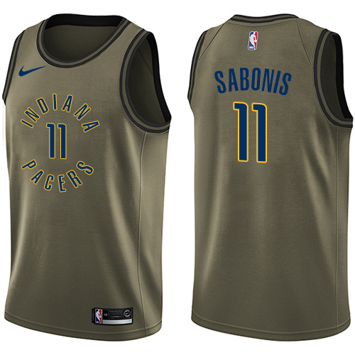 Indiana Pacers #11 Domantas Sabonis Green Salute to Service Youth Swingman Jersey Youth