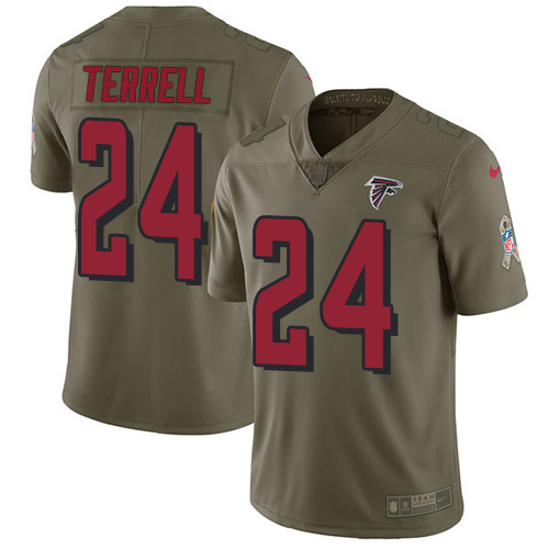 Atlanta Falcons #24 A.J. Terrell Olive Youth Stitched Limited 2017 Salute To Service Jersey Youth