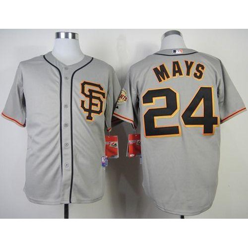 San Francisco Giants #24 Willie Mays Grey Cool Base Road 2 Stitched Jersey Men's