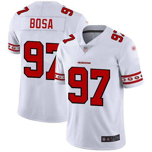 49ers #97 Nick Bosa White Men's Stitched Limited Team Logo Fashion Jersey