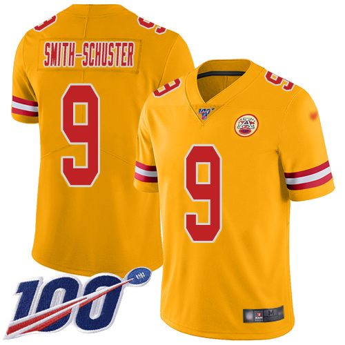 Chiefs #9 JuJu Smith-Schuster Gold Youth Stitched Limited Inverted Legend 100th Season Jersey