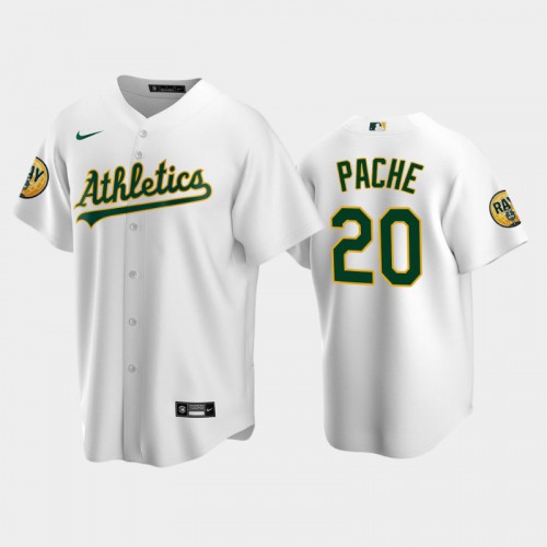 Oakland Oakland Athletics #20 Cristian Pache Men's 2022 Ray Patch Authentic Home White Jersey Men's