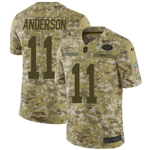 New York Jets #11 Robby Anderson Camo Youth Stitched Limited 2018 Salute to Service Jersey Youth