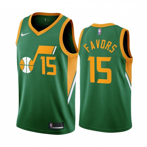 Utah Utah Jazz #15 Derrick Favors Green Swingman 2020-21 Earned Edition Jersey Mens