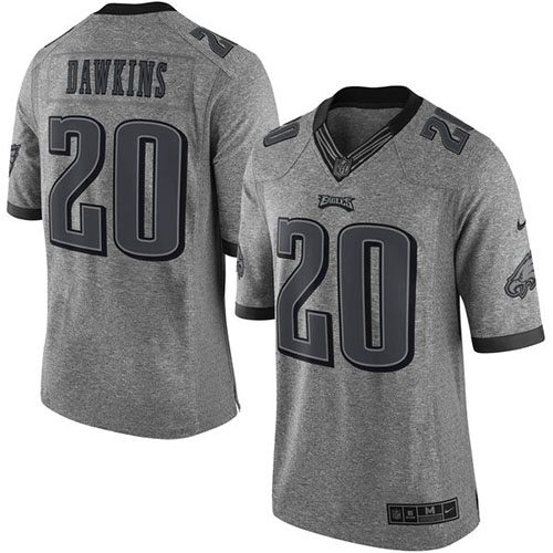 Eagles #20 Brian Dawkins Gray Men's Stitched Limited Gridiron Gray Jersey