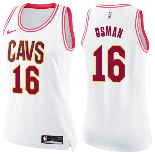 Cleveland Cavaliers #16 Cedi Osman White/Pink Womens Swingman Fashion Jersey Womens