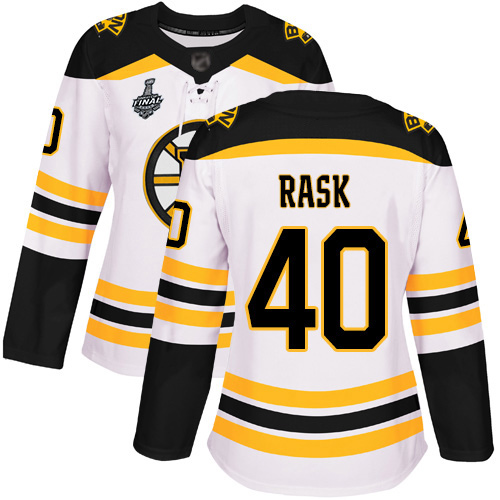 Adidas Boston Bruins #40 Tuukka Rask White Road Authentic Stanley Cup Final Bound Women's Stitched Jersey Womens