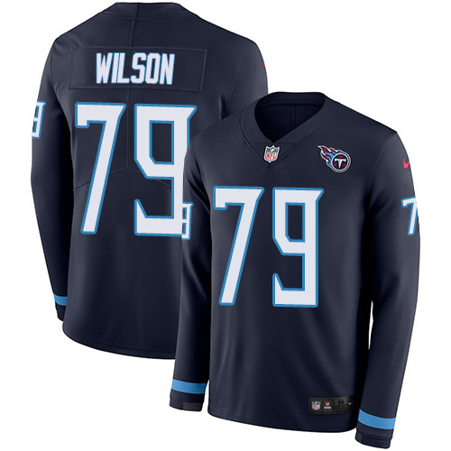 Tennessee Titans #79 Isaiah Wilson Navy Blue Team Color Men's Stitched Limited Therma Long Sleeve Jersey Men's