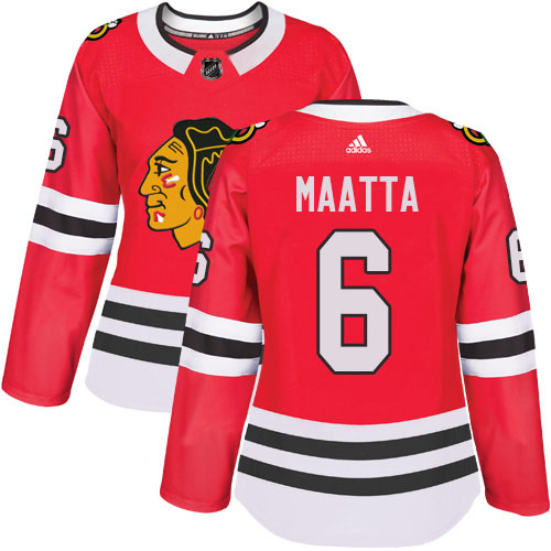 Adidas Chicago Blackhawks #6 Olli Maatta Red Home Authentic Women's Stitched Jersey Womens