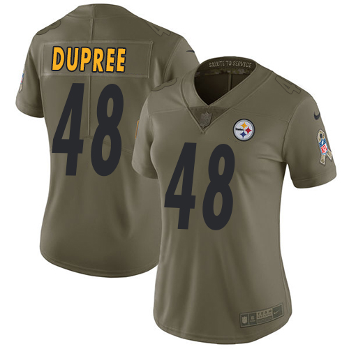 Pittsburgh Steelers #48 Bud Dupree Olive Women's Stitched Limited 2017 Salute to Service Jersey Womens