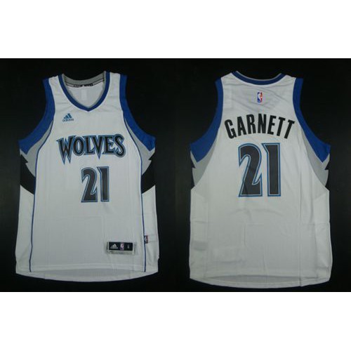 Minnesota Timberwolves #21 Kevin Garnett White Home Stitched Jersey Mens