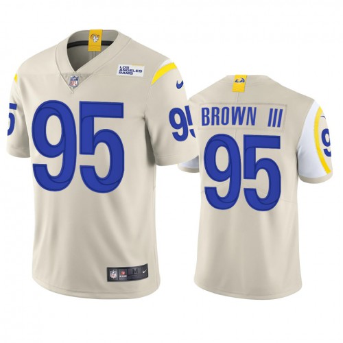 Los Angeles Los Angeles Rams #95 Bobby Brown III Men's Vapor Limited Jersey - Bone Men's