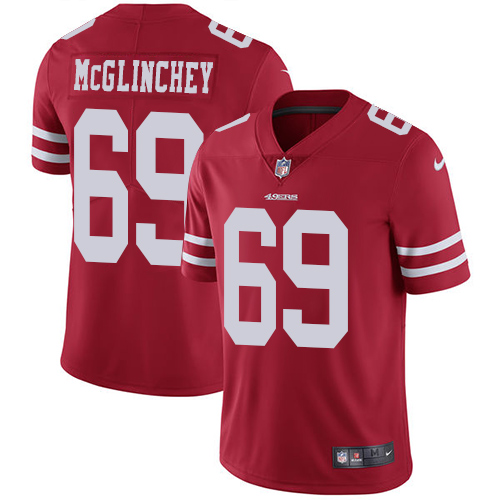 San Francisco 49ers #69 Mike McGlinchey Red Team Color Men's Stitched Vapor Untouchable Limited Jersey Men's