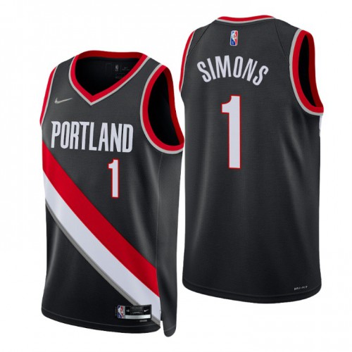 Portland Trail Blazers #1 Anfernee Simons Black Mens 2021-22 75th Anniversary Diamond Swingman Jersey - Icon Edition Mens
