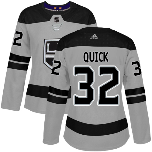 Adidas Los Angeles Kings #32 Jonathan Quick Gray Alternate Authentic Women's Stitched Jersey Womens