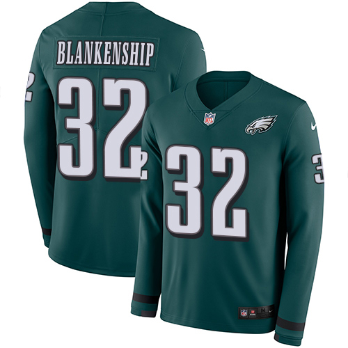 Eagles #32 Reed Blankenship Green Team Color Men's Stitched Limited Therma Long Sleeve Jersey