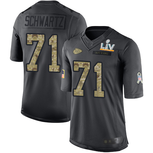 Kansas City Chiefs #71 Mitchell Schwartz Black Men's Super Bowl LV Bound Stitched Limited 2016 Salute to Service Jersey Men's