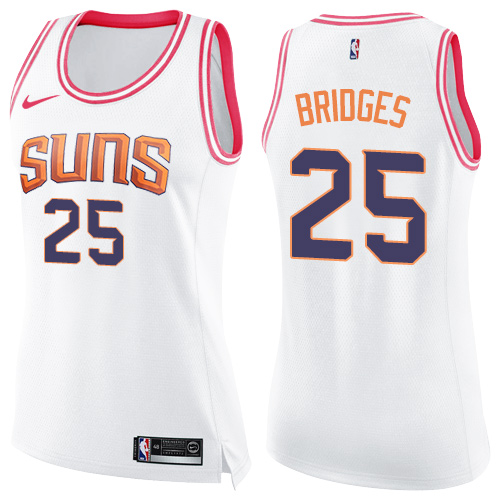 Phoenix Suns #25 Mikal Bridges White/Pink Womens Swingman Fashion Jersey Womens