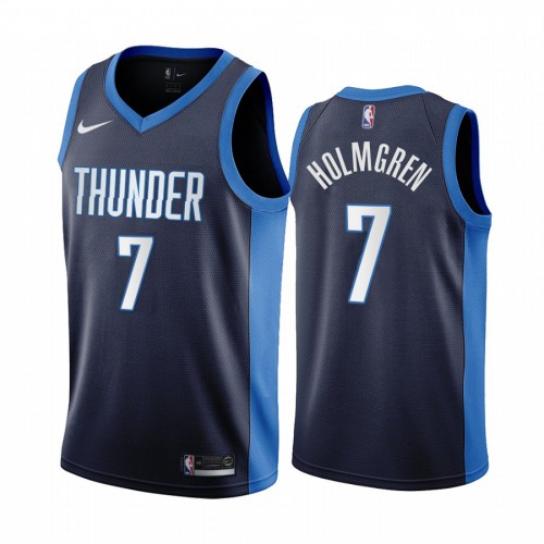 Oklahoma City Oklahoma City Thunder #7 Chet Holmgren Navy Swingman 2020-21 Earned Edition Jersey Mens
