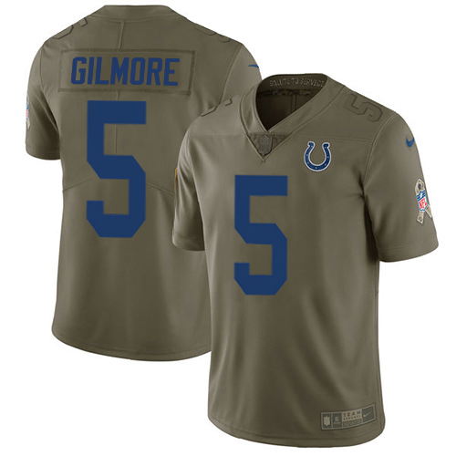 Colts #5 Stephon Gilmore Olive Men's Stitched Limited 2017 Salute To Service Jersey