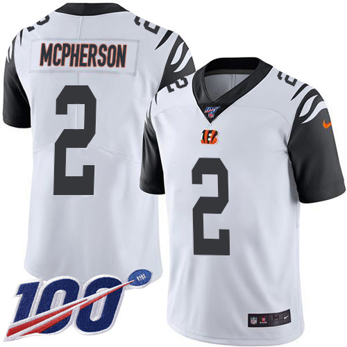 Bengals #2 Evan McPherson White Youth Stitched Limited Rush 100th Season Jersey