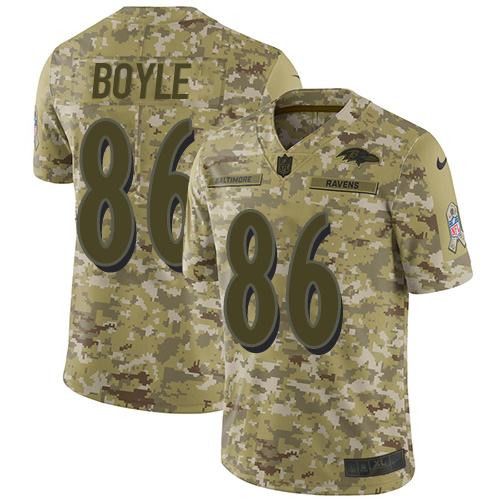 Baltimore Ravens #86 Nick Boyle Camo Youth Stitched Limited 2018 Salute To Service Jersey Youth