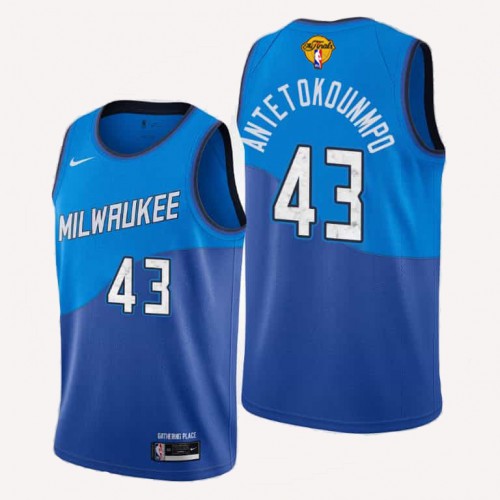 Milwaukee Bucks #43 Thanasis Antetokounmpo Mens 2021 Finals Bound City Edition Jersey Blue Mens