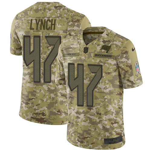 Tampa Bay Buccaneers #47 John Lynch Camo Men's Stitched Limited 2018 Salute To Service Jersey Men's