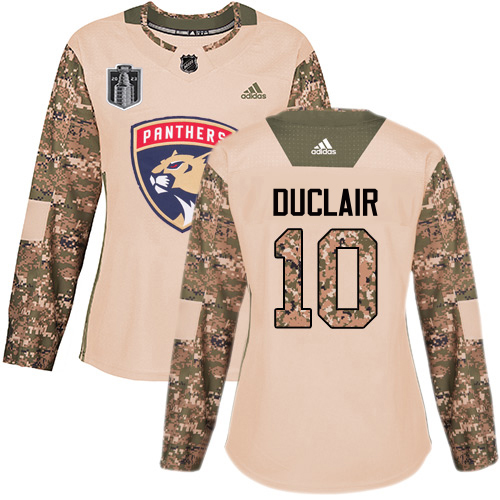 Adidas Panthers #10 Anthony Duclair Camo Authentic 2023 Stanley Cup Final Patch Veterans Day Women's Stitched Jersey