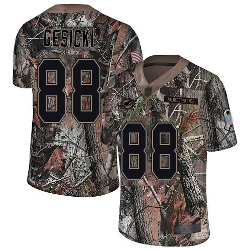 Dolphins #88 Mike Gesicki Camo Men's Stitched Limited Rush Realtree Jersey
