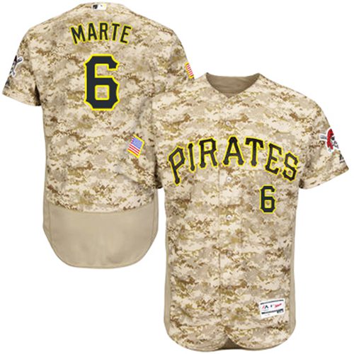 Pittsburgh Pirates #6 Starling Marte Camo Flexbase Authentic Collection Stitched Jersey Men's