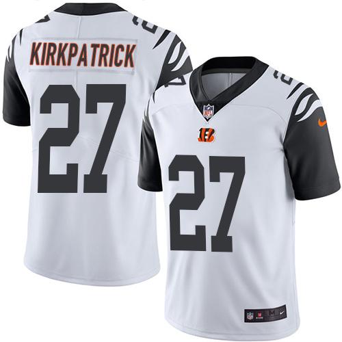 Cincinnati Bengals #27 Dre Kirkpatrick White Men's Stitched Limited Rush Jersey Men's